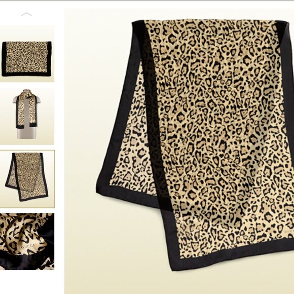 New Gucci Animal Print Stole Silk Satin Scarf with Gucci Box - Picture 9 of 16